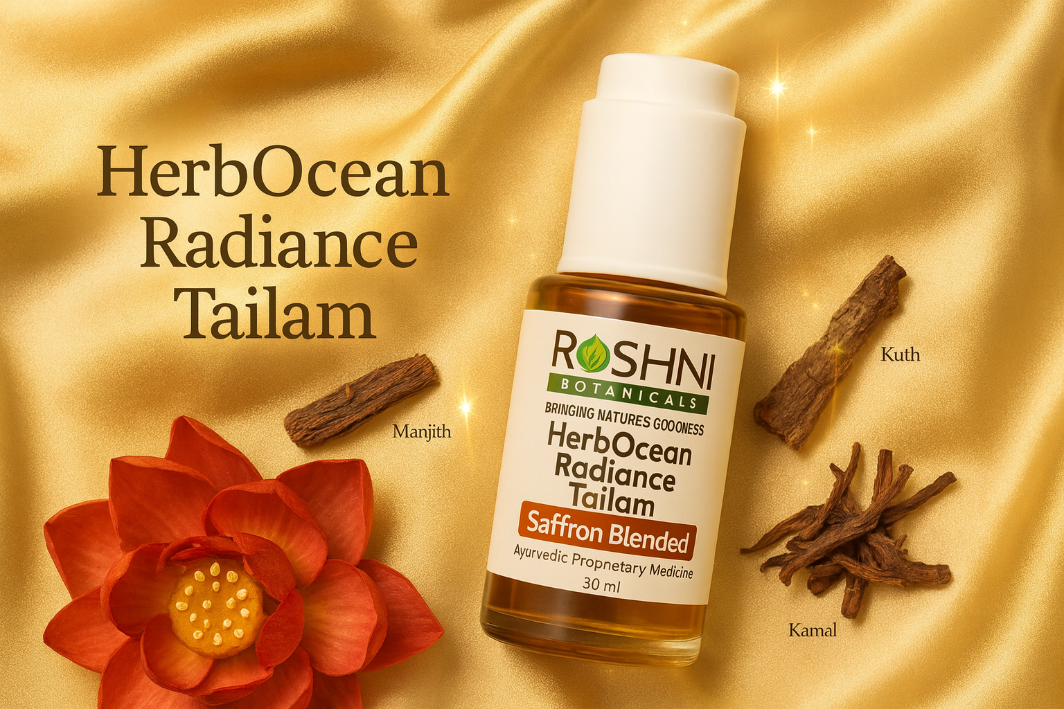 HerbOcean Radiance Tailam: Manjistha + Turmeric, The Ayurvedic Duo for Pigmentation